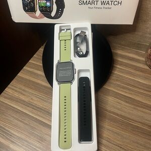 Smart Watch with Green and Black Bands
